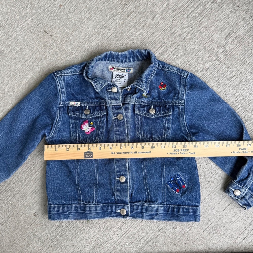 Vintage Gasoline by Ralph Nakash Kids Butterfly Denim Jacket 4T 5T Y2K - Picture 7 of 8